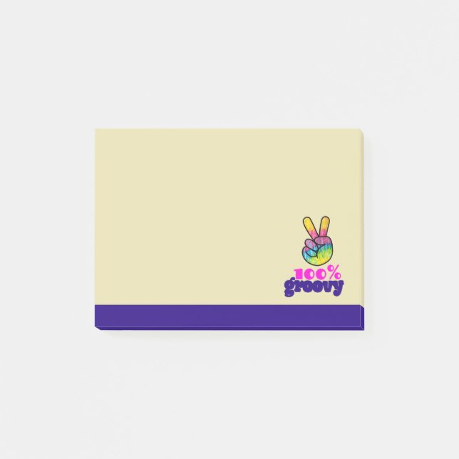Notas Post-it® Signo de paz de mano arcoiris 100% Groovy (Anverso)