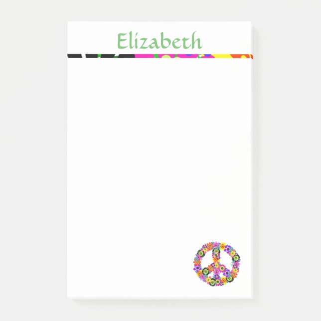 Notas Post-it® Signo de paz personalizado con nombre (Anverso)