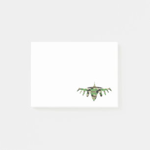 Notas Post-it® Silhouett de aviones de combate de caza de camufla