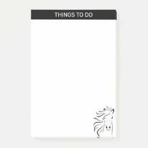 Notas Post-it® Silhouette de caballo artístico moderno en blanco