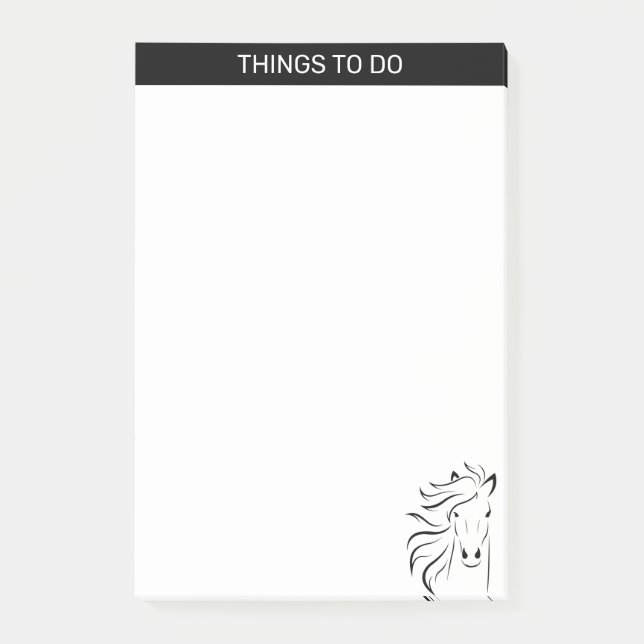 Notas Post-it® Silhouette de caballo artístico moderno en blanco  (Anverso)