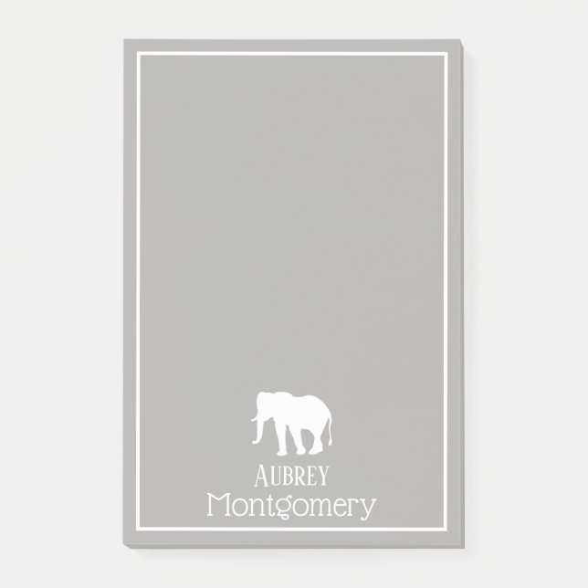 Notas Post-it® Silhouette de Elephant Blanco | Personalizado (Anverso)