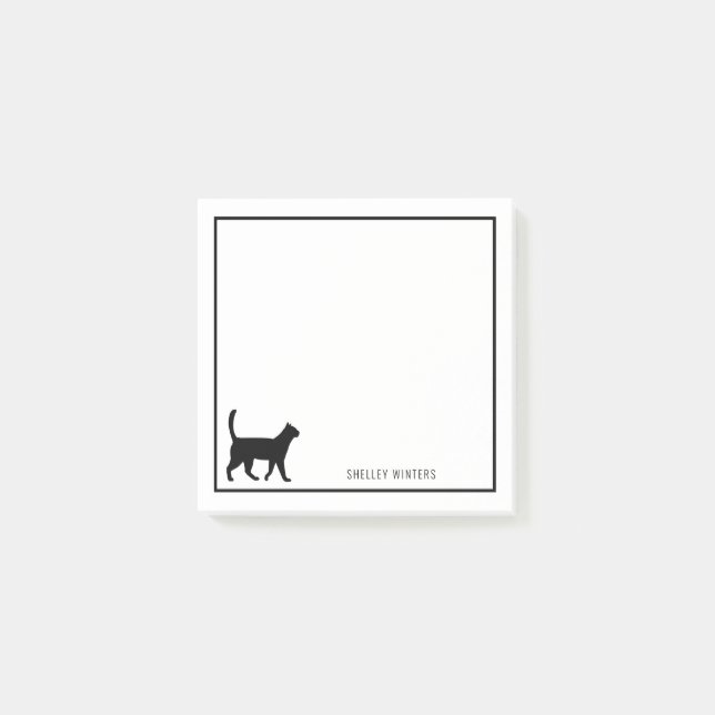Notas Post-it® Silhouette de gato negro con nombre (Anverso)