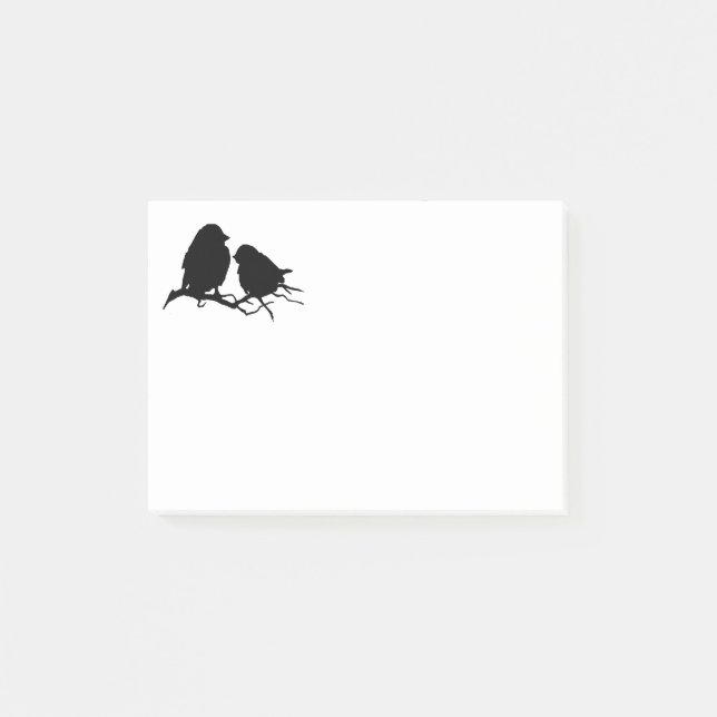Notas Post-it® Silhouette de pájaro lindo blanco negro (Anverso)