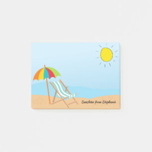 Notas Post-it® Silla y paraguas Sunny Sky Beach