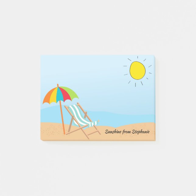 Notas Post-it® Silla y paraguas Sunny Sky Beach (Anverso)
