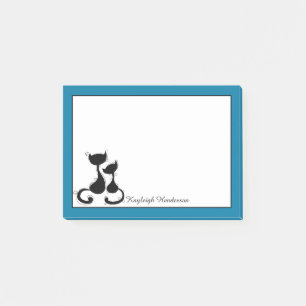 Notas Post-it® Silueta azul ciánica de los gatos negros