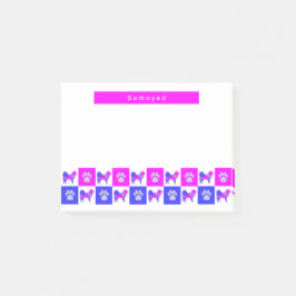 Notas Post-it® Silueta azul y rosa caliente de perro y de garra s