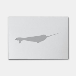 Notas Post-it® Silueta blanco y negro linda de Narwhal