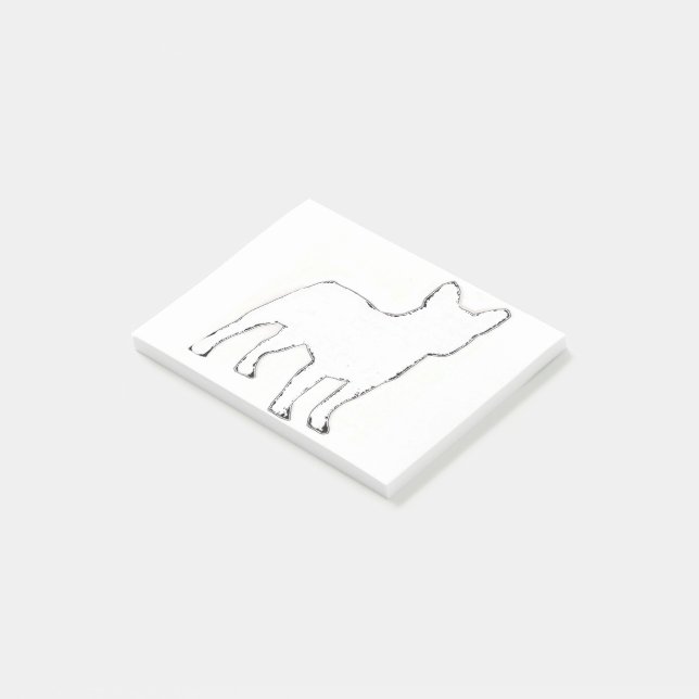 Notas Post-it® Silueta de Bulldog Francés Blanco (En perspectiva)