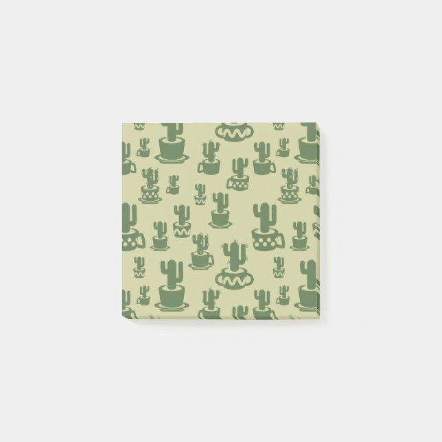 Notas Post-it® Silueta de cactus suculenta en tazas y macetas (Anverso)