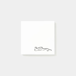 Notas Post-it® Silueta de dibujo de línea de carro de carrera