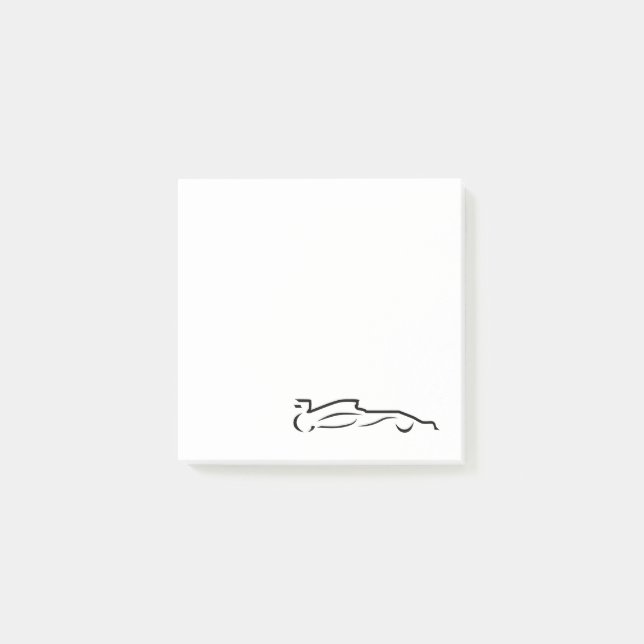 Notas Post-it® Silueta de dibujo de línea de carro de carrera (Anverso)
