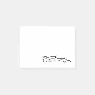 Notas Post-it® Silueta de dibujo de línea de carro de carrera