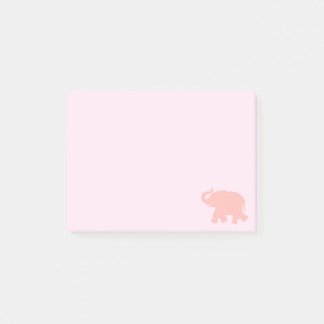 Notas Post-it® Silueta de elefante rosa (Anverso)
