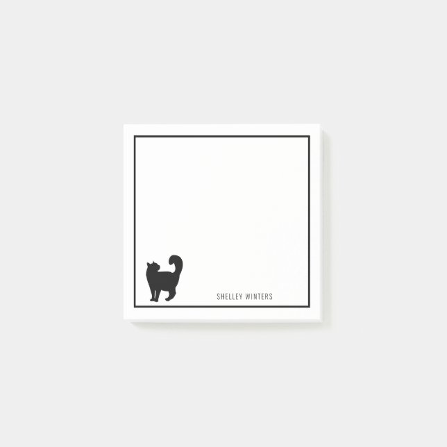 Notas Post-it® Silueta de gato con nombre (Anverso)