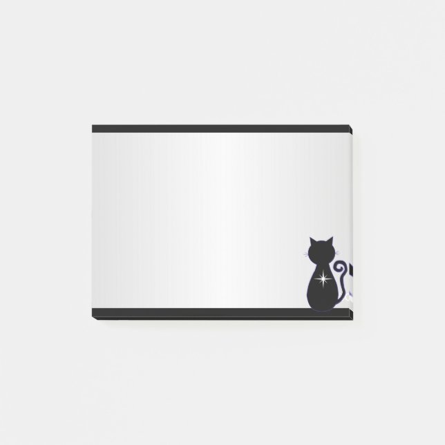 Notas Post-it® Silueta de gato negro elegante (Anverso)