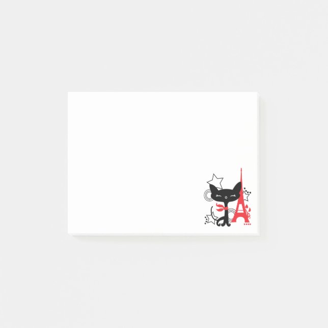 Notas Post-it® Silueta de gatos de moda en Francia (Anverso)