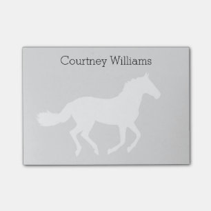 Notas Post-it® Silueta del caballo blanco con nombre