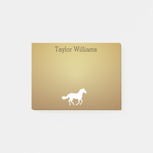 Notas Post-it® Silueta del caballo su fondo de oro oscuro (Anverso)
