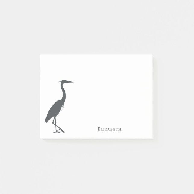 Notas Post-it® silueta Great Blue Heron Egret personalizada (Anverso)