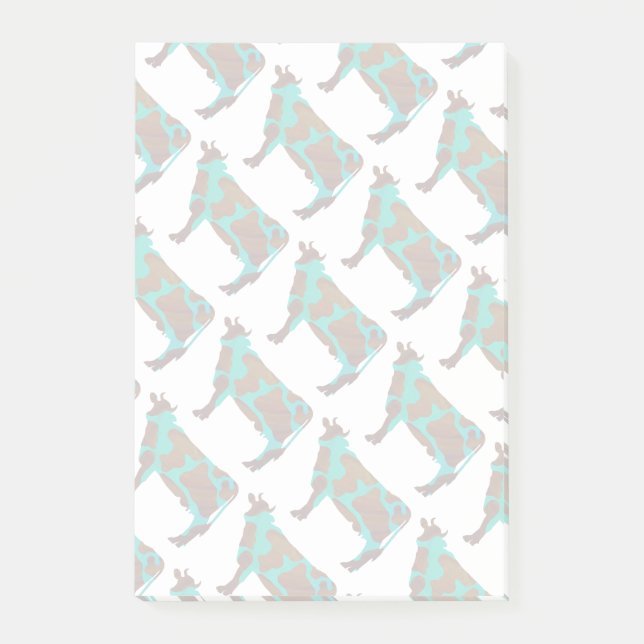 Notas Post-it® Silueta marrón vaca y Verde azulada (Anverso)