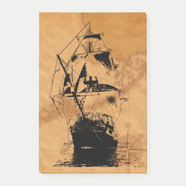 Notas Post-it® Silueta negra de la nave (Anverso)