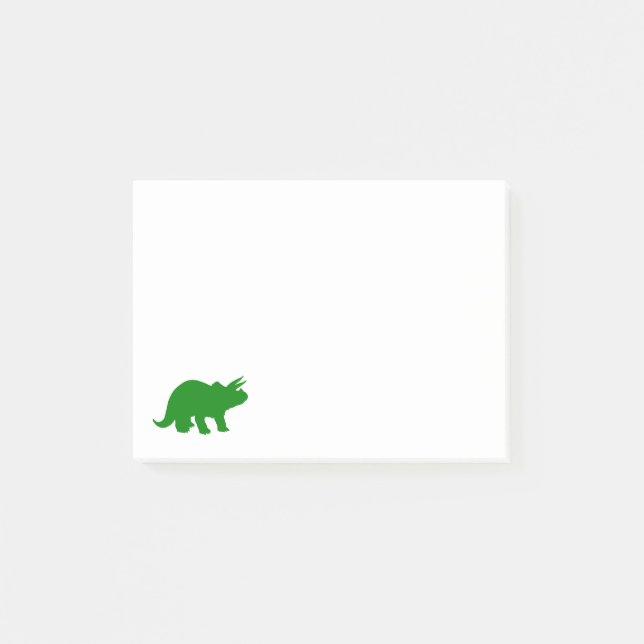Notas Post-it® Silueta verde del dinosaurio del Triceratops (Anverso)
