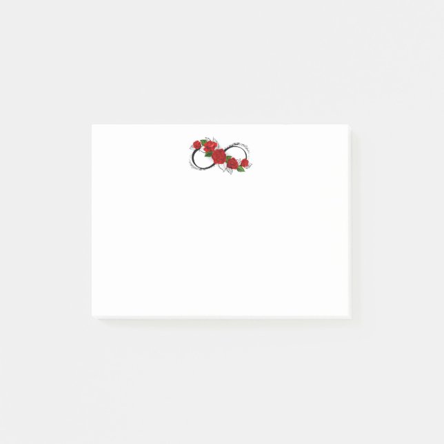 Notas Post-it® Símbolo de infinito con rosas rojas (Anverso)