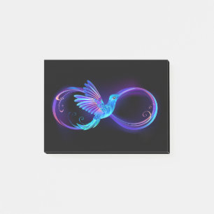 Notas Post-it® Símbolo de infinito neón con colibrí brillante