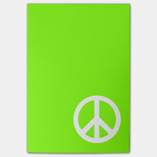 Notas Post-it® Símbolo de la paz blanca y artreusa