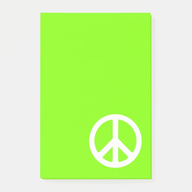 Notas Post-it® Símbolo de la paz verde claro y blanco (Anverso)