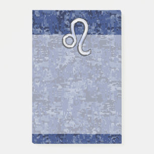 Notas Post-it® Símbolo de Leo Zodiac en camo digital azul de la m