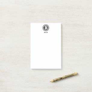 Notas Post-it® Símbolo de logotipo de bitcoin negro monogramado