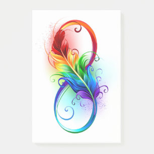 Notas Post-it® Símbolo infinito con pluma arco iris