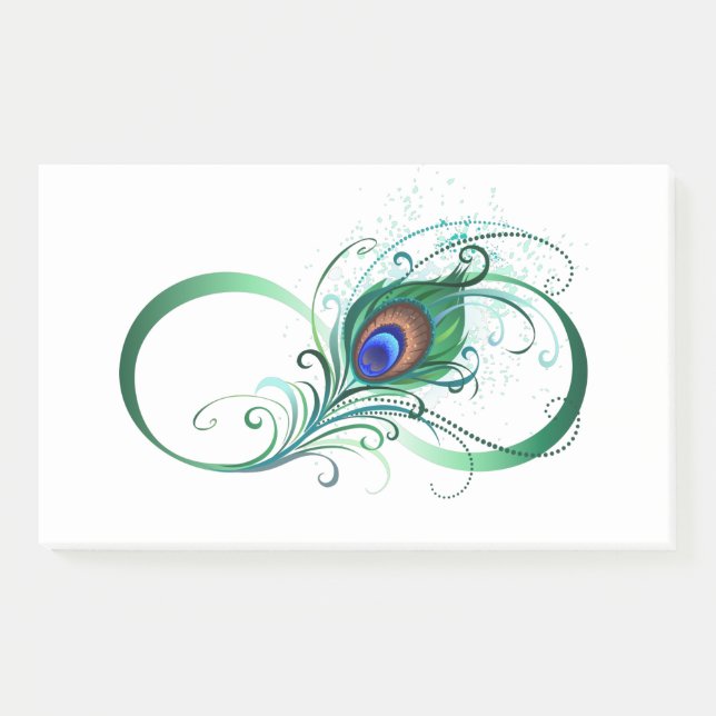 Notas Post-it® Símbolo infinito con pluma de pavo real (Anverso)
