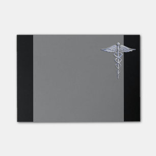 Notas Post-it® Símbolo médico de Caduceus en negro