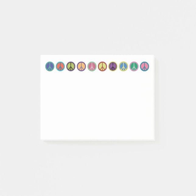 Notas Post-it® Símbolos de paz coloridos (Anverso)
