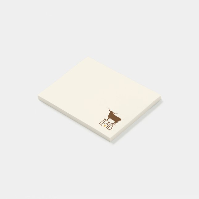 Notas Post-it® Símbolos de Texas, Longhorn, café (En perspectiva)