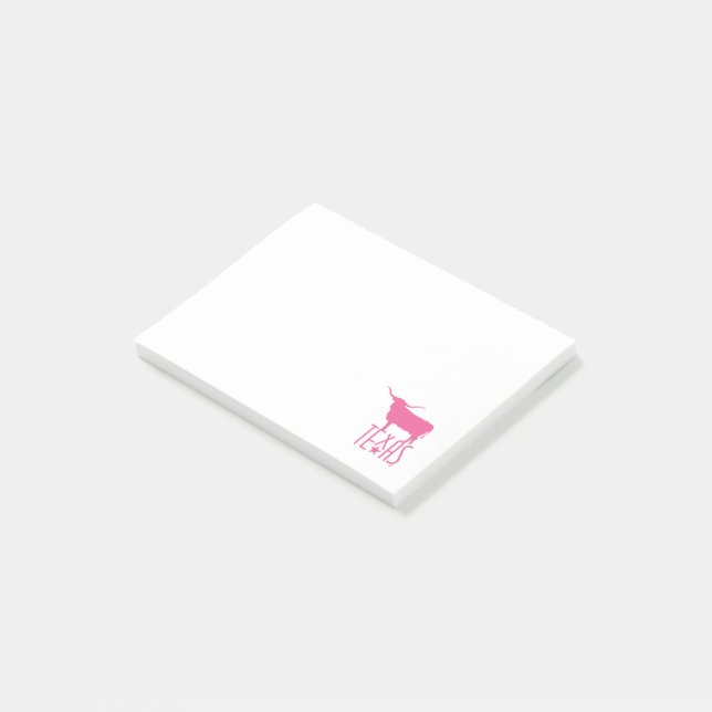 Notas Post-it® Símbolos de Texas, Longhorn, rosa (En perspectiva)