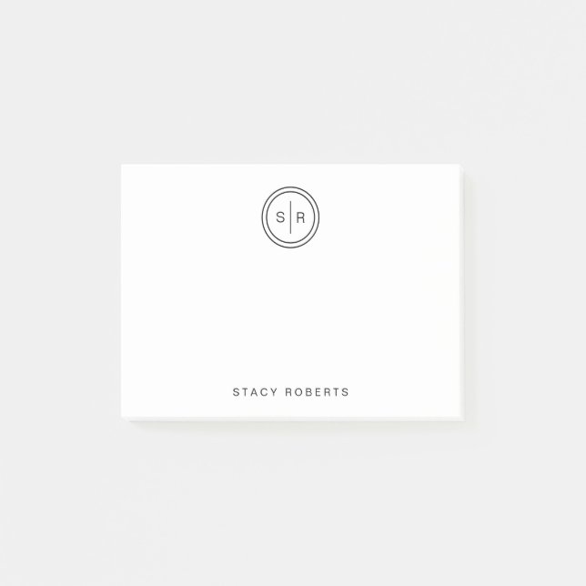 Notas Post-it® Simple 2 Círculo Inicial Monogramado (Anverso)