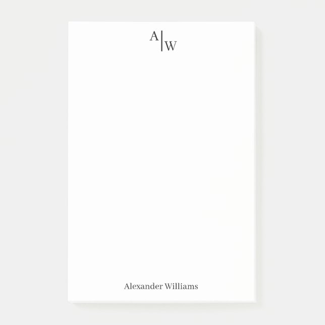 Notas Post-it® Simple 2 Monograma Inicial Profesional Básico Negr (Anverso)