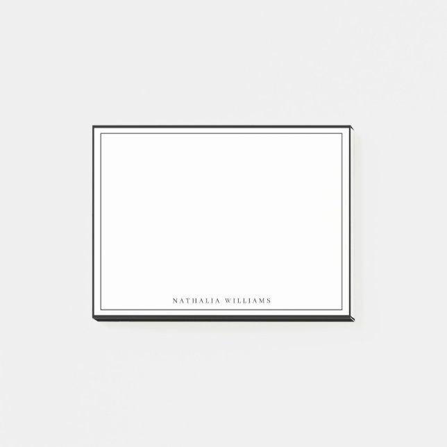 Notas Post-it® Simple Basic Personalize Black Border Stationery (Anverso)