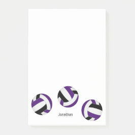 Notas Post-it® simple bolas de voleibol negro morado con nombre d
