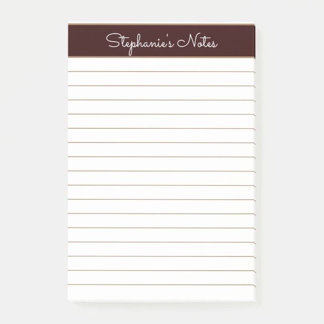 Notas Post-it® Simple Chocolate Brown Lin Personalizado (Anverso)