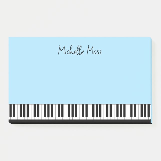Notas Post-it® Simple Cute Musical Piano Teclado Azul pálido (Anverso)