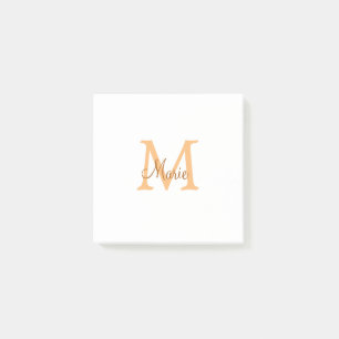 Notas Post-it® simple minimal añadir nombre monograma naranja mar