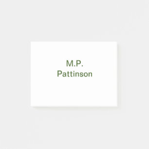 Notas Post-it® Simple minimal green add your text name photo cust