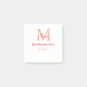 Notas Post-it® simple mínimo mejor Abuela nunca texto de monogram