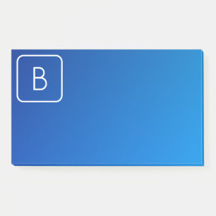 Notas Post-it® Simple Moderno Gradiente Ombre Azul y Monograma
